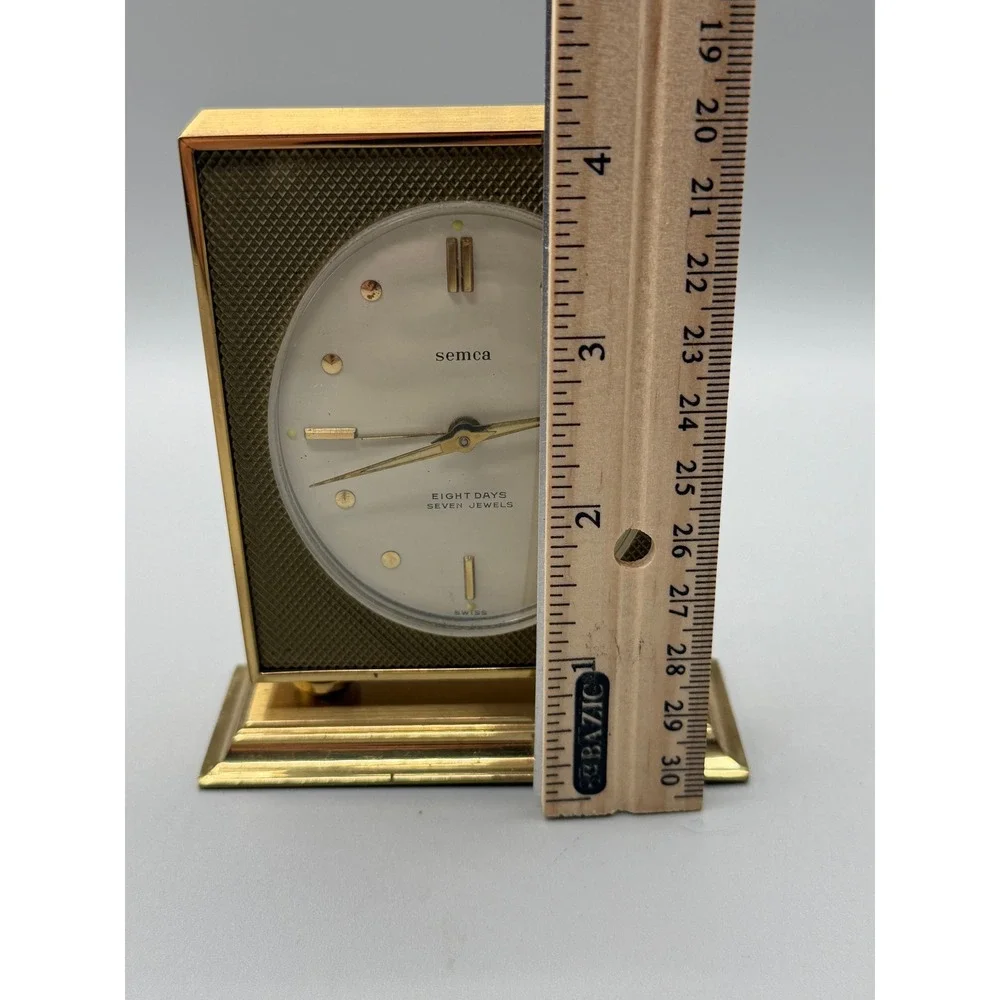 Vintage Semca 8Day Alarm Clock Swiss Mechanical Wind Mid Century Desk Clock№1122